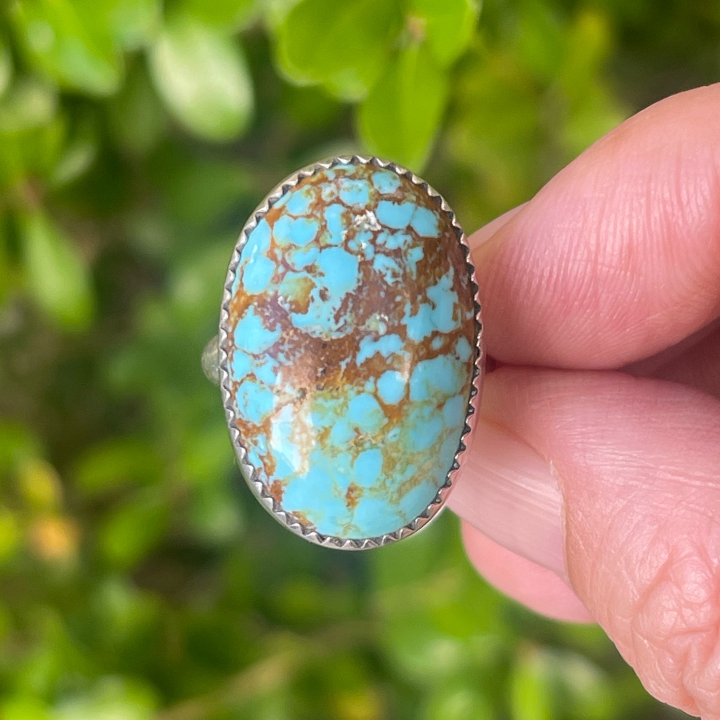 Native American Natural Arizona Turquoise Solid Sterling Silver Size 7 Ring